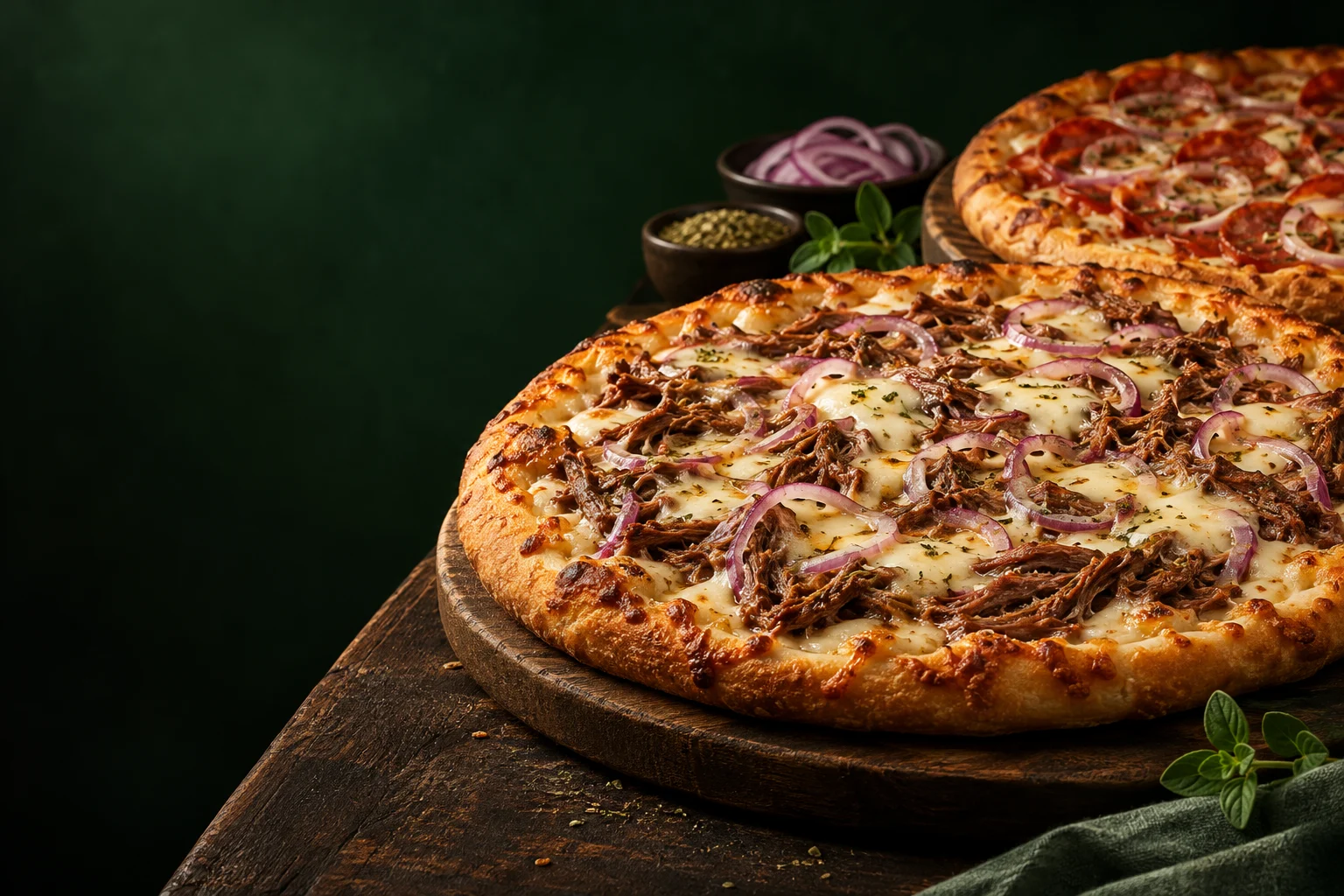 Imagem ilustrativa de pizzas, criada com inteligência artificial